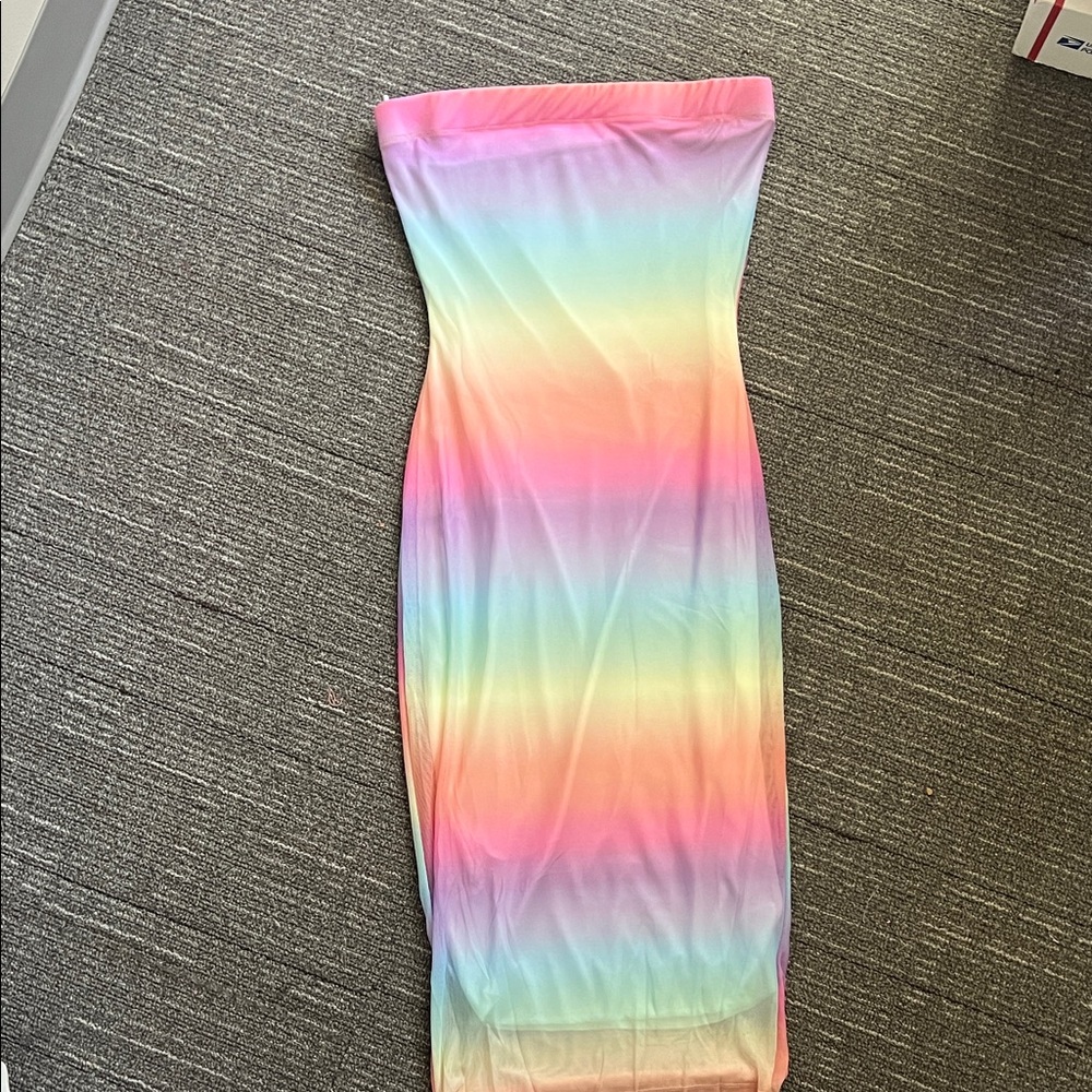 Lovely Day Strapless Rainbow Ombre Tube Dress Pride